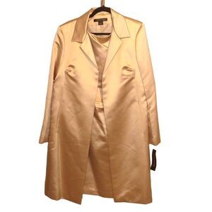 Anne Klein size 14 Ivory Satin Formal Dress and Coat Set NWT MSRP $240